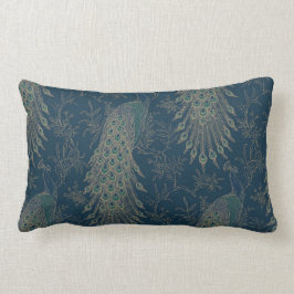 Almofada Lombar Peacocks, estilo vitoriano e chá escuro e Dourado