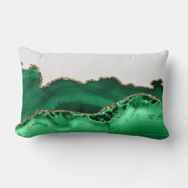 Almofada Lombar Pedra de Malachite do Agate Verde Emerald Dourado (Frente)