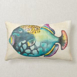 Almofada Lombar Peixe de Aquário Azul e Roxo
