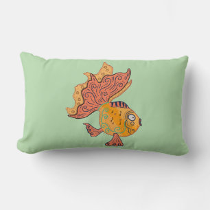 Almofada Lombar Peixe Dourado Arte Popular Caprichosa Fantasia B