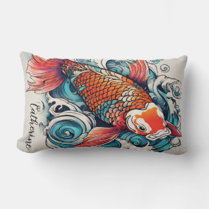 Almofada Lombar Peixe Koi, Linda Carpa Japonesa, Personalizado