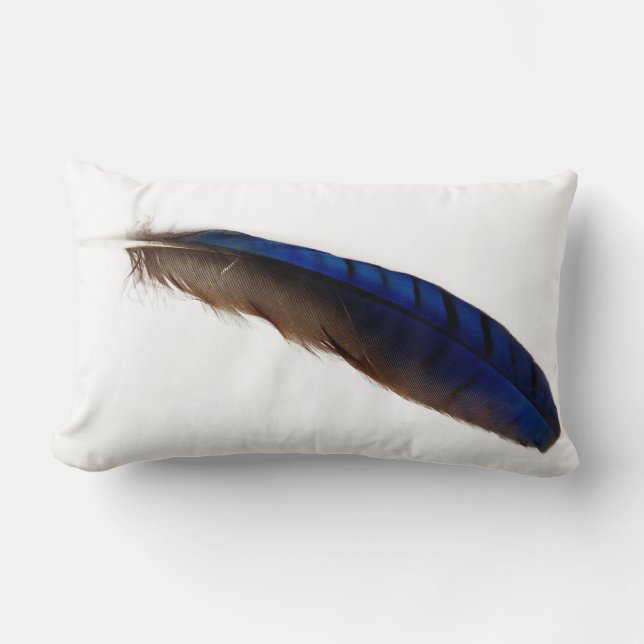Almofada Lombar Pena azul moderna legal no branco (Frente)