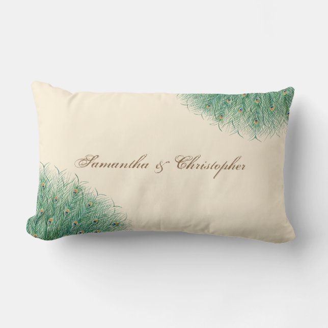 Almofada Lombar Penas bonito de Peacock (Frente)