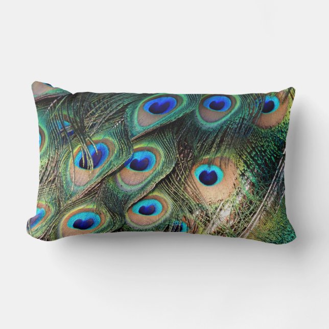 Almofada Lombar Penas Coloridas de Peacock (Frente)