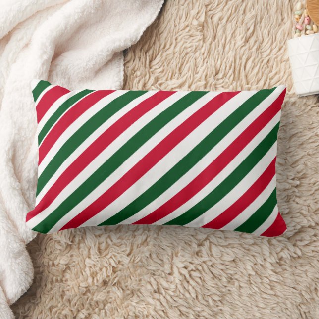 Almofada Lombar Peppermint Stick Stripes in Red, Green, and White (Cobertor)
