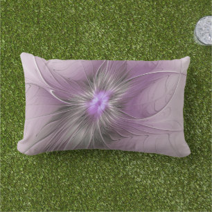 Almofada Lombar Pequena Beleza Moderno Cinza Mauve Arte Fractal Fl