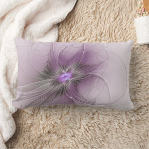 Almofada Lombar Pequena Beleza Moderno Cinza Mauve Arte Fractal Fl