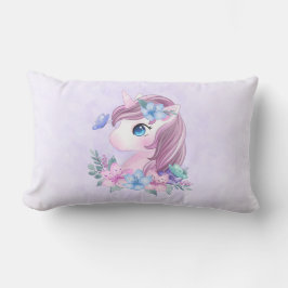 Almofada Lombar Pequeno Unicórnio Bonito e Mágico com Olhos Grande