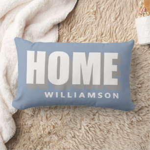 Almofada Lombar Personalizado Cinza Azul Empoeirado Branco Casa Mi
