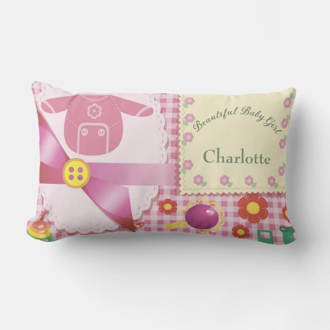 Almofada Lombar Personalizar Brinquedos Lindos Flores de Bebê (Frente)