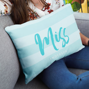 Almofada Lombar Personalizar com o nome Miss Disquete Blue Stripes