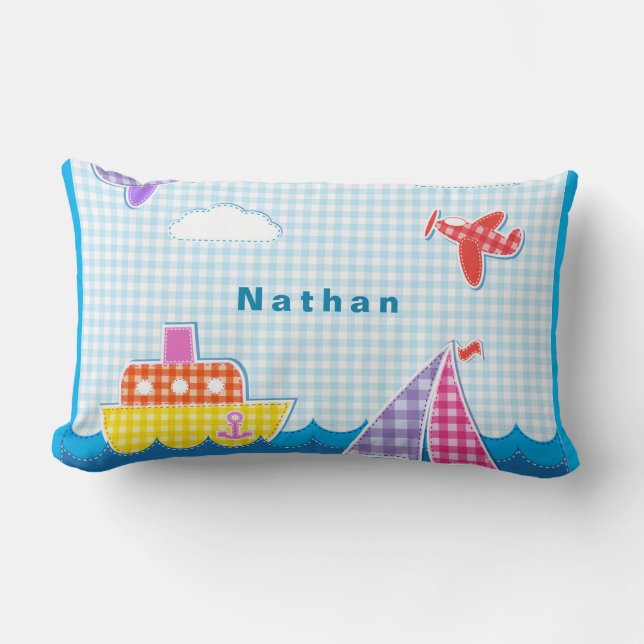 Almofada Lombar Personalizar o Céu Azul das Aeronaves do Oceano Ar (Frente)