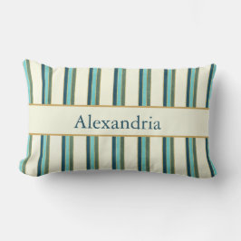 Almofada Lombar Personalized Art Deco Teal & Gold Stripes