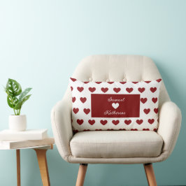 Almofada Lombar Personalized Couple Name Heart Pattern Valentine