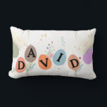 Almofada Lombar Personalized Easter Eggs<br><div class="desc">Celebrate spring with this adorable personalized Easter pillow featuring cute bunny illustrations, colorful pastel Easter eggs, and delicate wildflowers. This custom throw pillow allows you to add names, making it a perfect personalized Easter decor piece for families, kids, and spring home decorating. Ideal for living rooms, bedrooms, nurseries, or seasonal...</div>