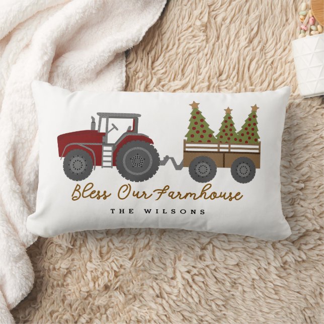 Almofada Lombar Personalized Farmhouse Christmas Tractor (Cobertor)