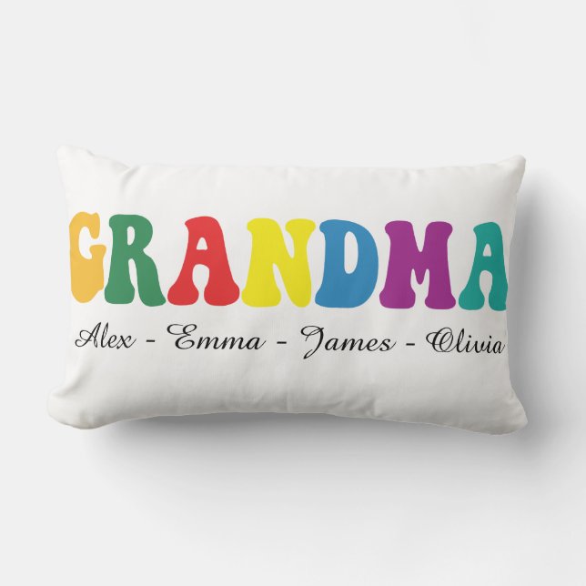 Almofada Lombar Personalized Grandma Gift with Grandkids’ Names (Frente)