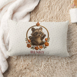 Almofada Lombar Personalized Lumbar Pillow – Woodland Raccoon Baby