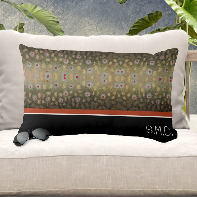 Almofada Lombar Pescador Brook Peixes Azeitona Pasta Branca (Criador carregado)