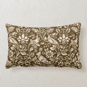 Almofada Lombar Pheasant and Hare Patterno, Brown and Beige  