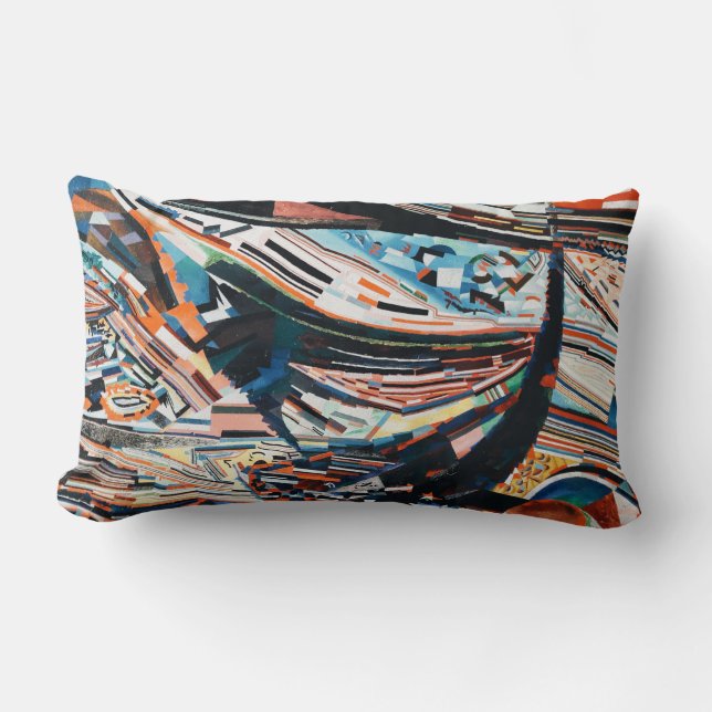 Almofada Lombar Pilha de barco de madeira marrom e azul lote (Frente)