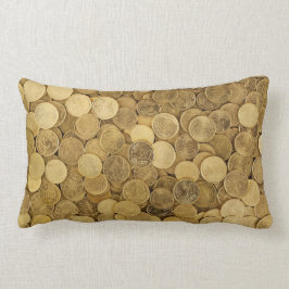Almofada Lombar Pilha De Moedas Redondas Douradas