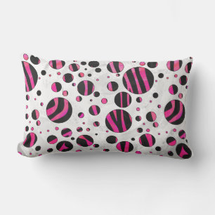 Almofada Lombar Piloka Dot Zebra Preta e Rosa Quente