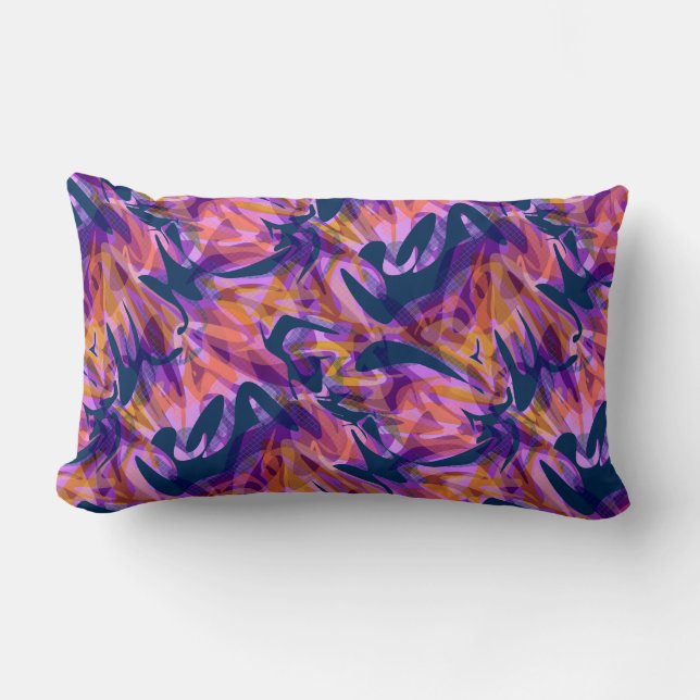 Almofada Lombar Pincel moderno abstrato sem soldadura trava multic (Frente)