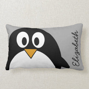 Almofada Lombar Pinguim bonito dos desenhos animados com fundo