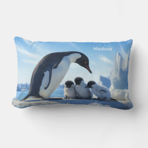 Almofada Lombar Pinguins de Cubo de Nome Personalizado