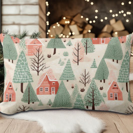 Almofada Lombar Pinheiro de Rosa claro Verde Sage Telhados e Árvor