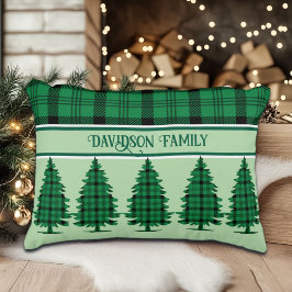 Almofada Lombar Pinheiros de Tartan Preto Verde