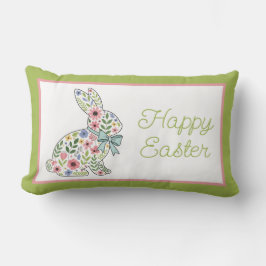 Almofada Lombar Pink and Blue Wildflower Easter Rabbit