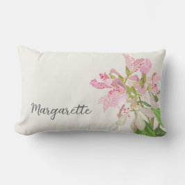 Almofada Lombar Pink Orchid Floral Design – Elegant Botanical Art