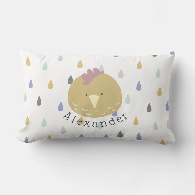 Almofada Lombar Pintinho de Cute de Nome Personalizável (Frente)