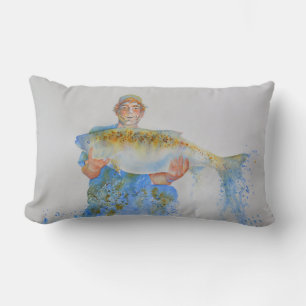 Almofada Lombar Pintor de aquarelas do pescador presente de pesca 