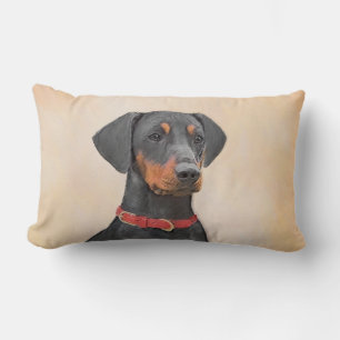 Almofada Lombar Pintura Alemã Pinscher Pintura Original Arte Anima
