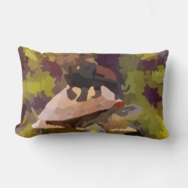 Almofada Lombar pintura aquosa de leão com casca de tartaruga (Frente)