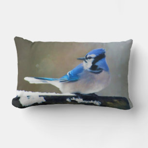 Almofada Lombar Pintura Blue Jay - Arte Original para Pássaros