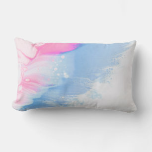 Almofada Lombar Pintura de abstrato cor branca e rosa azul