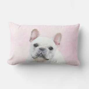 Almofada Lombar Pintura de Bulldog Francês (Cream/Branco) - Arte