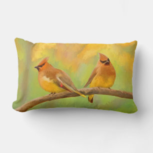 Almofada Lombar Pintura De Cedar Waxwing - Arte De Cachorro Origin