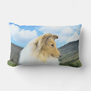 Almofada Lombar Pintura de Collie em Montanhas (Rough) - Arte Cani