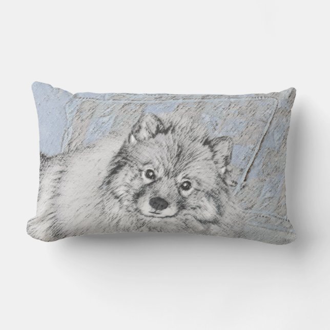 Almofada Lombar Pintura de Keeshond Beth - Arte de Cachorro Origin (Frente)
