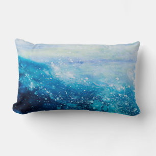 Almofada Lombar Pintura de ondas oceânicas, espuma marinha