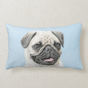Almofada Lombar Pintura do Pug - arte original bonito do cão