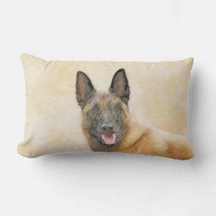 Almofada Lombar Pintura em Malinois Belga - Arte Cachorra Original