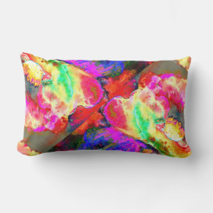 Almofada Lombar pintura floral cor-de-água rosa abstrato