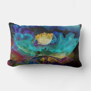 Almofada Lombar Pintura floral romântica elegante de teal