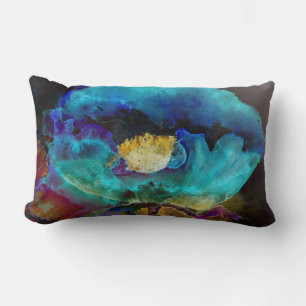 Almofada Lombar Pintura floral romântica elegante de teal